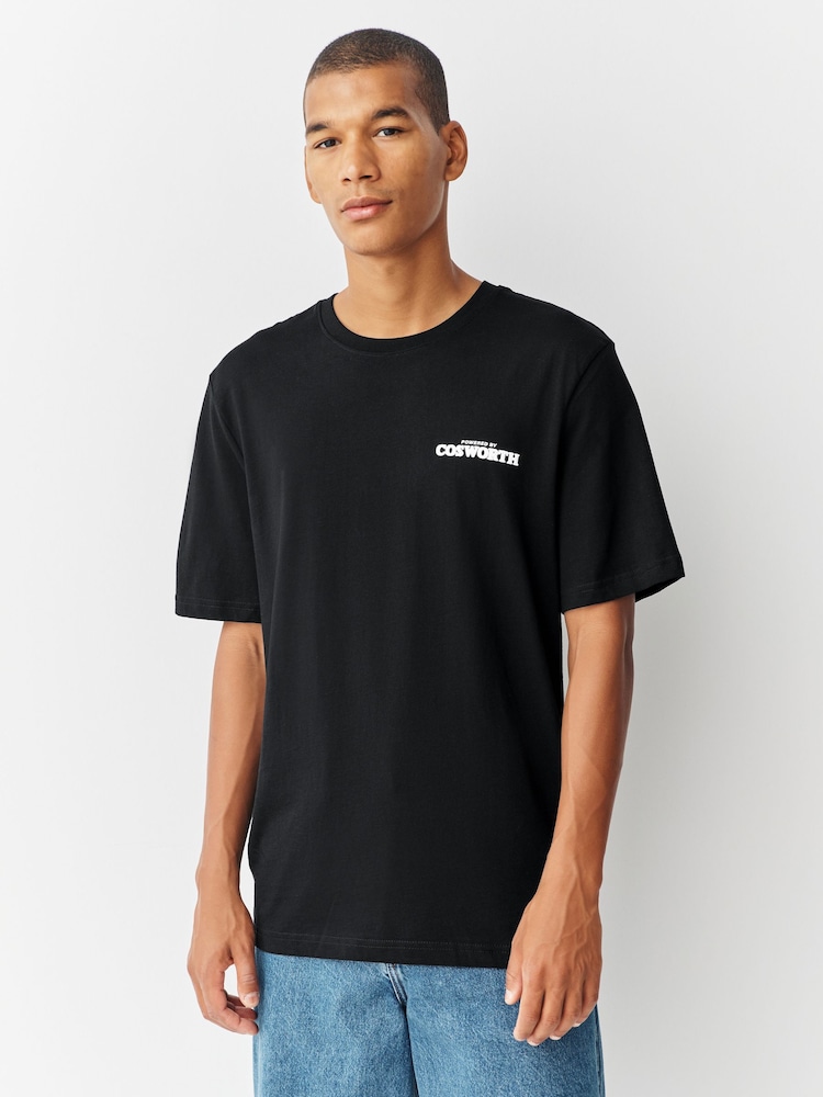 Black Ford Cosworth Hot Hatch Car Graphic T-Shirt - Image 2 of 9