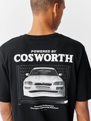 Black Ford Cosworth Hot Hatch Car Graphic T-Shirt - Image 3 of 9