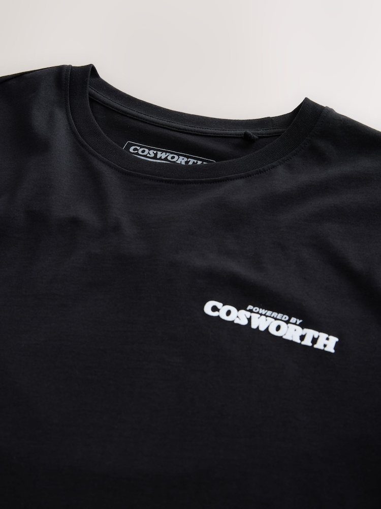 Black Ford Cosworth Hot Hatch Car Graphic T-Shirt - Image 9 of 9