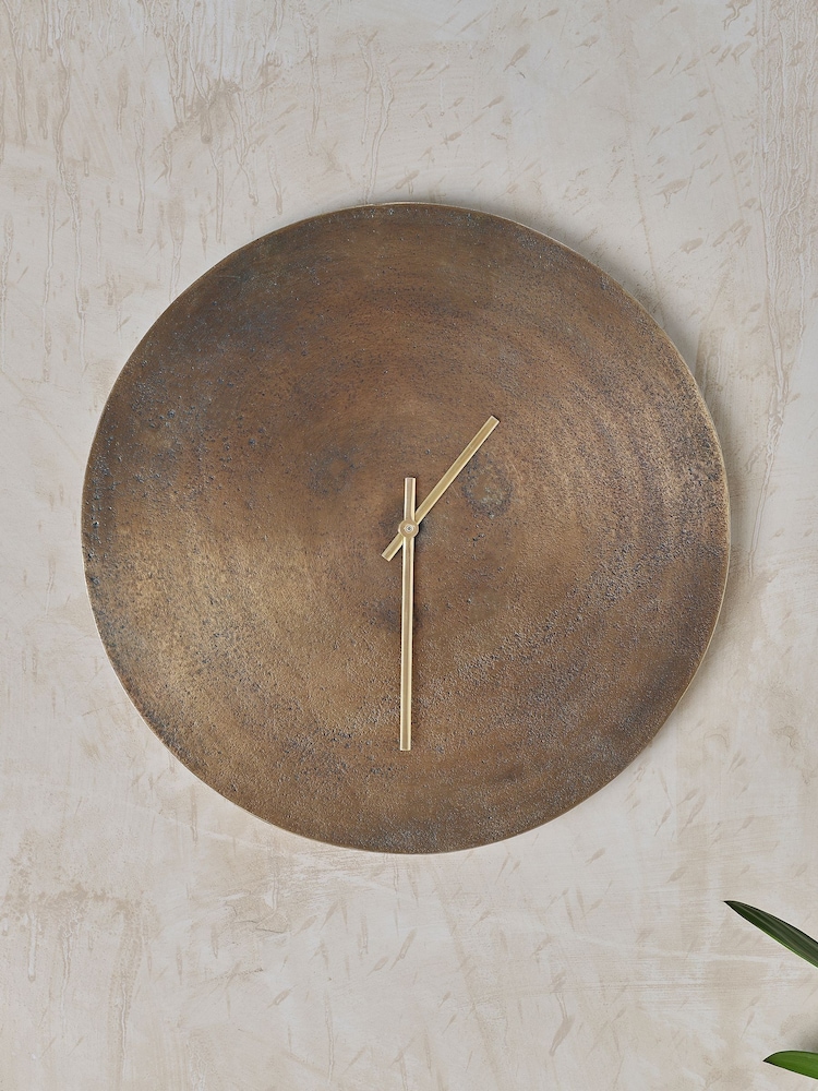 Nkuku Brass Okota Wall Hung Clock - Image 1 of 4 Nkuku Brass Okota Wall Hung Clock - Image 1 of 4