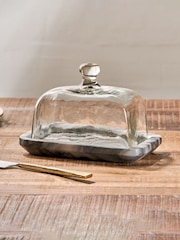 Nkuku Grey Kallso Marble Butter Dish - Image 2 of 4