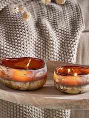 Nkuku Amber Janka Glass Tealights Set of 2 - Image 1 of 2
