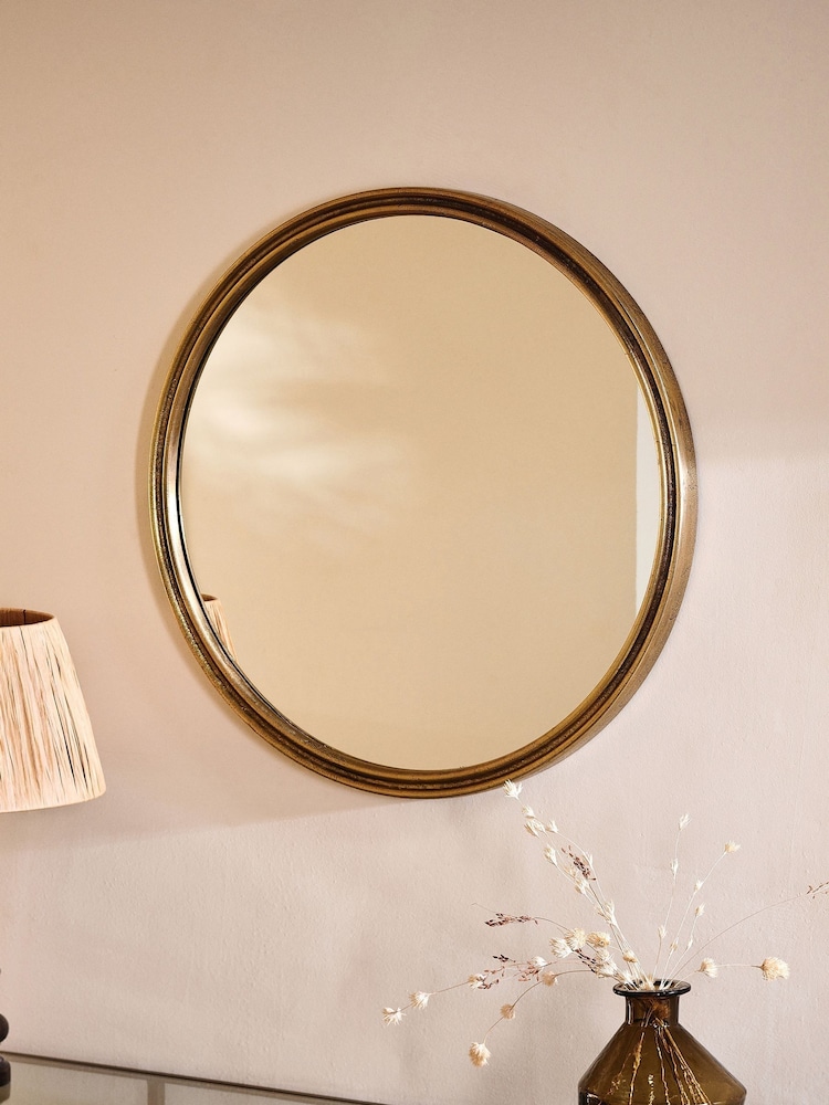 Nkuku Brass Almora Round Small Mirror - Image 1 of 2 Nkuku Brass Almora Round Small Mirror - Image 1 of 2