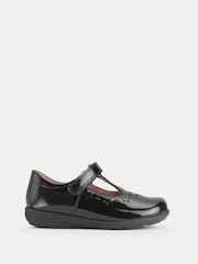 Start-Rite Girls Charlotte Patent T-bar Rip Tape Shiny School Black Shoes - Image 1 of 5