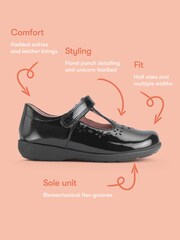Start-Rite Black Patent Standard Fit Charlotte T-Bar Rip Tape Shiny School Shoes - Image 6 of 6