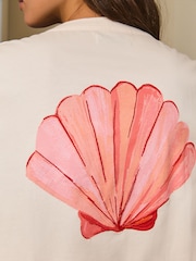 Eleanor Bowmer Cream/Red Embroidered T-Shirt & Short Pyjamas Set - Image 5 of 6