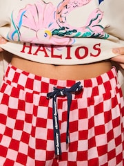 Eleanor Bowmer Cream/Red Embroidered T-Shirt & Short Pyjamas Set - Image 6 of 6