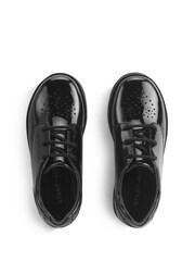 Start-Rite Luna Closed Lace-Up Shiny Patent Chunky Soled School Black Shoes - Bild 6 von 7