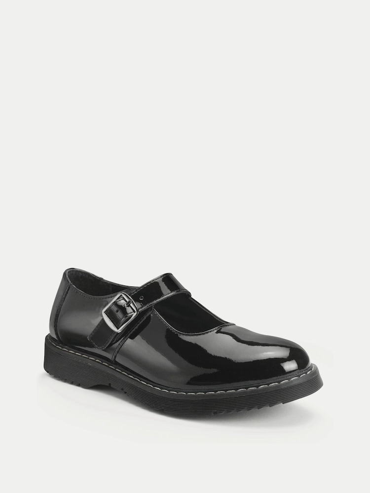 Start-Rite Girls Embrace Mary Jane Buckle Chunky Stitch Down School Black Shoes - Image 2 of 5