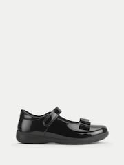 Start-Rite Girls Bella Leather Mary Jane Rip-Tape Bow School Black Shoes - Image 1 of 4