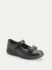 Start-Rite Girls Bella Leather Mary Jane Rip-Tape Bow School Black Shoes - Image 2 of 4
