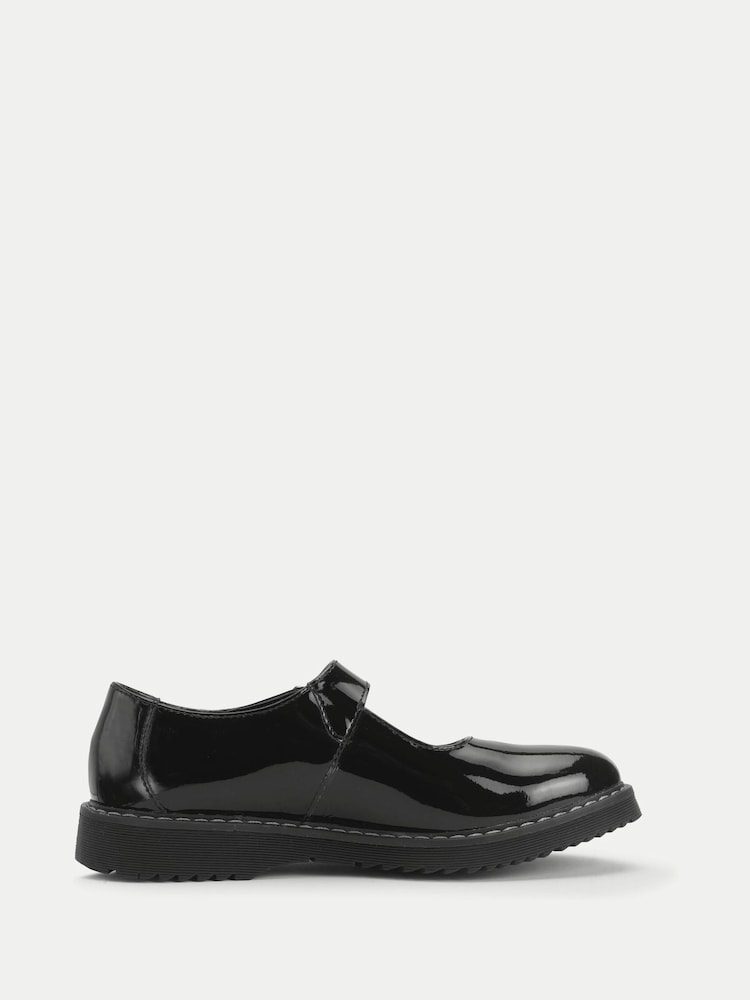 Start-Rite Girls Embrace Mary Jane Buckle Chunky Stitch Down School Black Shoes - Bild 1 von 5