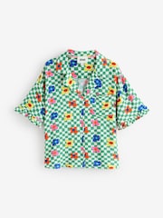 Eleanor Bowmer Green/White Check Floral Button Through Pyjamas - Image 1 of 4