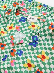 Eleanor Bowmer Green/White Check Floral Button Through Pyjamas - Image 3 of 4