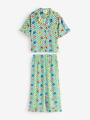 Eleanor Bowmer Green/White Check Floral Button Through Pyjamas - Image 8 of 13