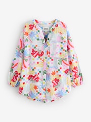 Eleanor Bowmer White/Blue Cotton Beach Shirt - Image 6 of 8