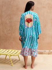 Eleanor Bowmer Blue/Green Shell Beach Kimono - Image 4 of 6