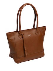 Cultured London Sabine Leather Brown Tote Bag - Image 2 of 8
