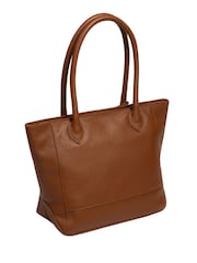 Cultured London Sabine Leather Brown Tote Bag - Image 3 of 8
