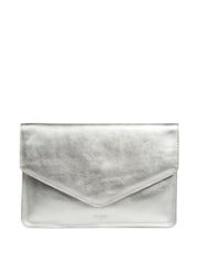 Silber-Metallic - Cultured London Yara Leather Clutch Bag - Bild 1 von 7