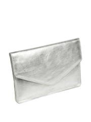 Silber-Metallic - Cultured London Yara Leather Clutch Bag - Bild 2 von 7
