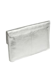 Silber-Metallic - Cultured London Yara Leather Clutch Bag - Bild 3 von 7