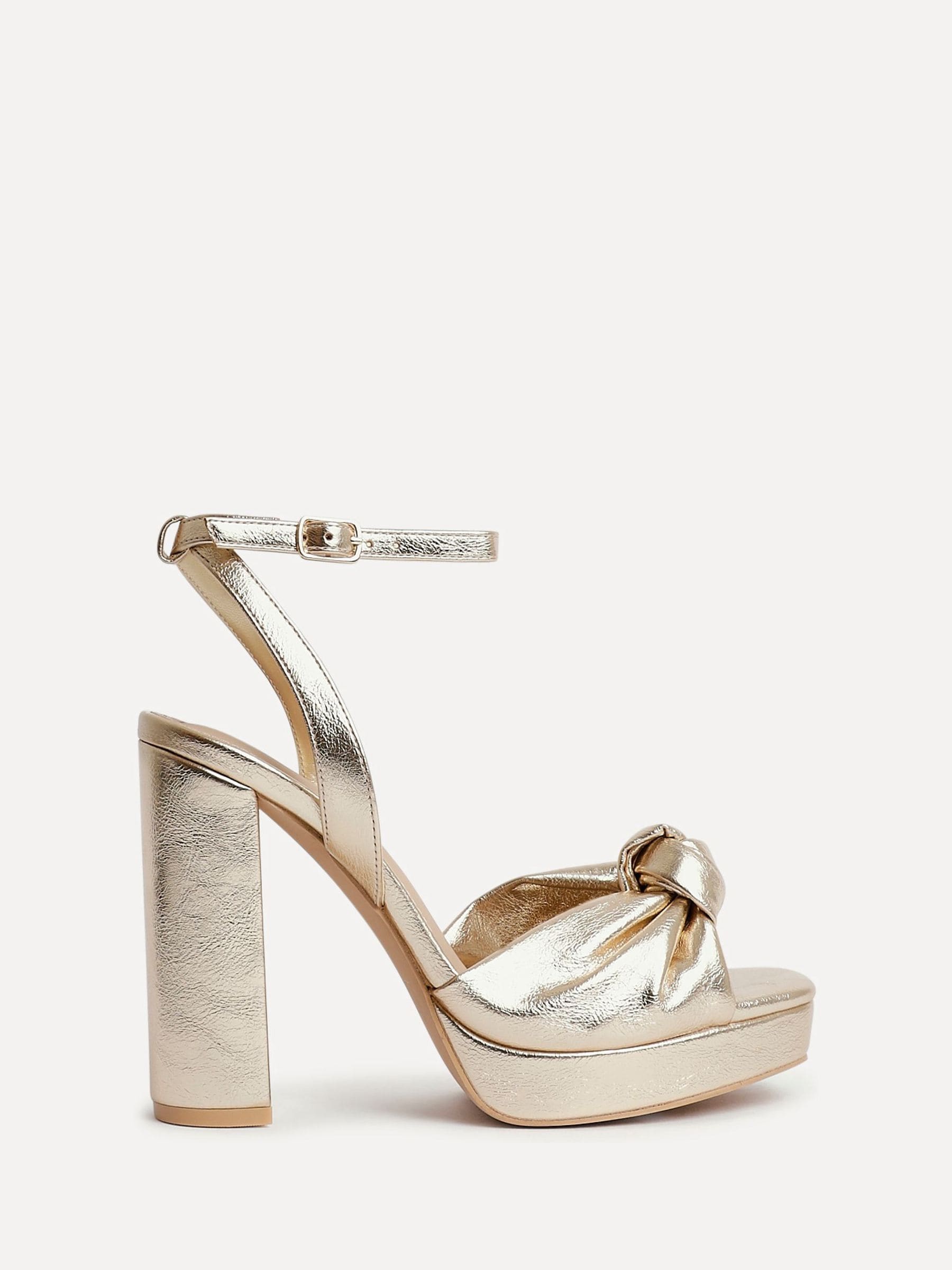 Buy Linzi Gold Ruba Platform Heels With Knotted Front Strap from
