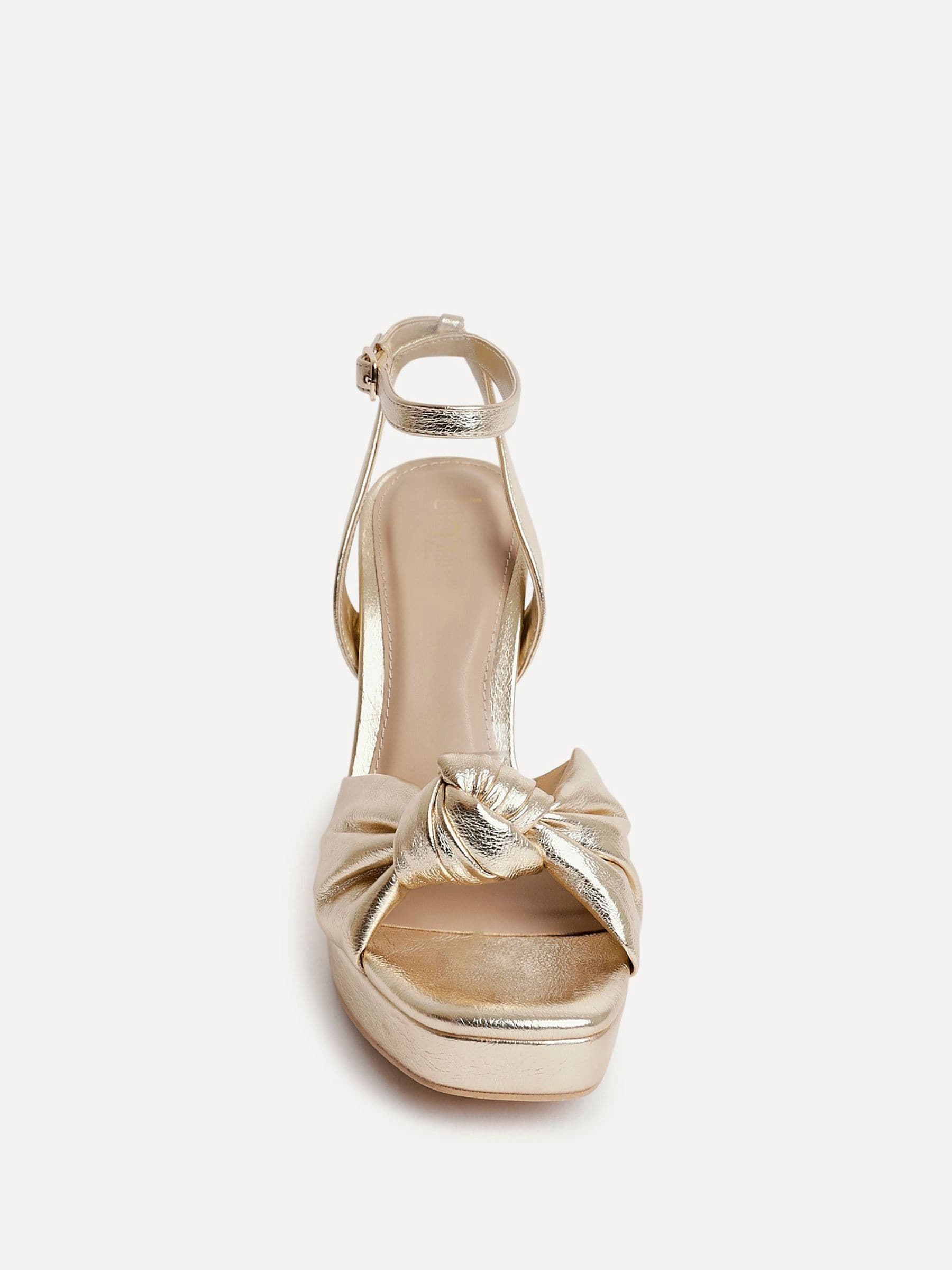 Buy Linzi Gold Ruba Platform Heels With Knotted Front Strap from