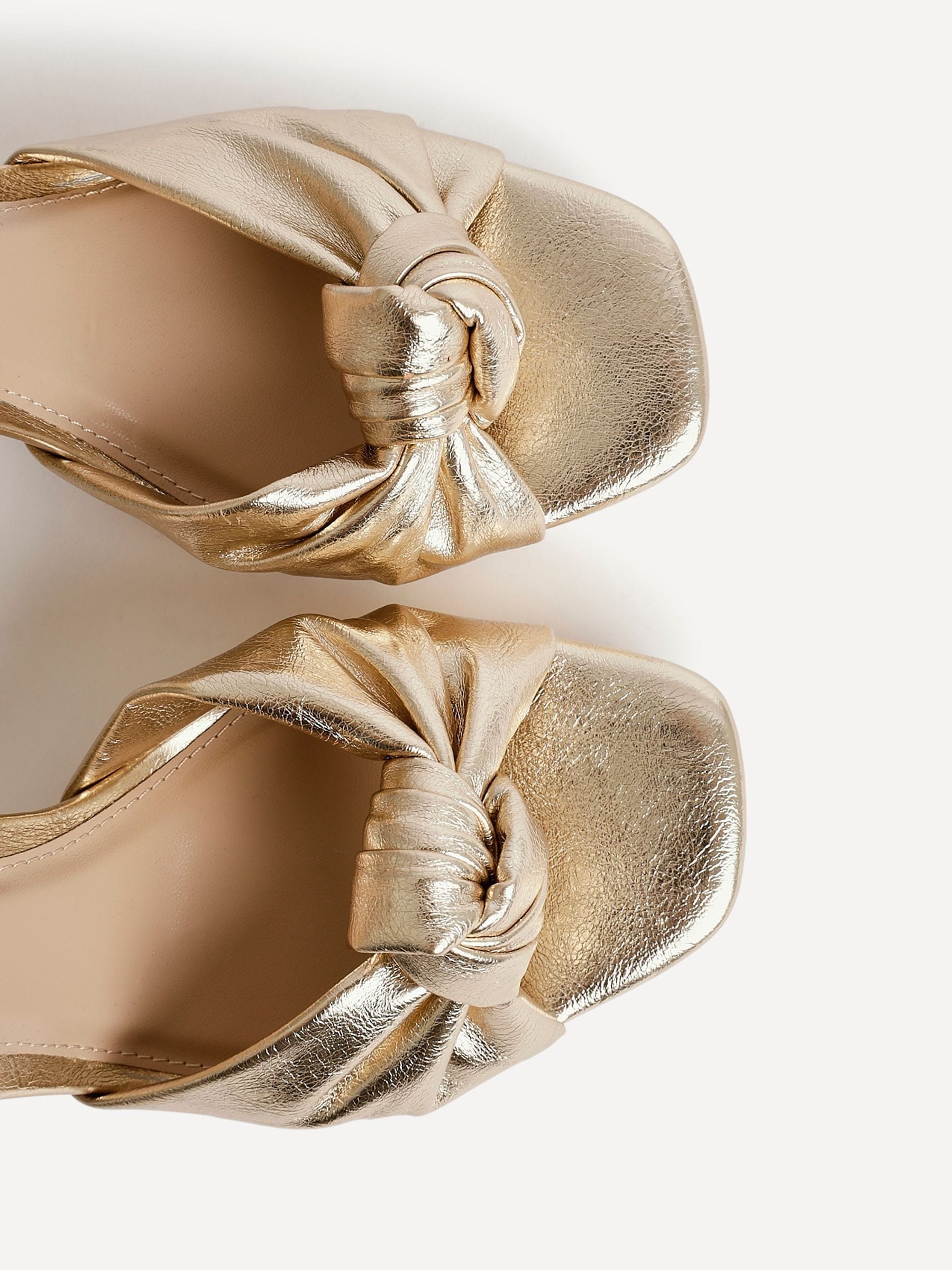 Buy Linzi Gold Ruba Platform Heels With Knotted Front Strap from