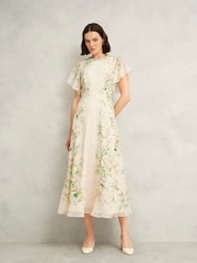 Hobbs Cream Kim Silk Dress - Image 1 of 4
