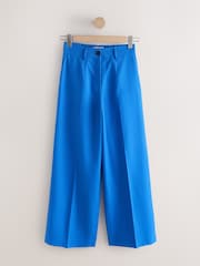 Blue Linen Rich Wide Leg Trousers - Image 1 of 3