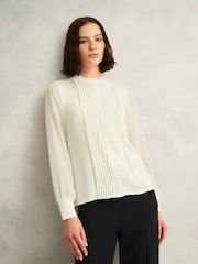 Hobbs White Carina Pleated Top - Image 1 of 4