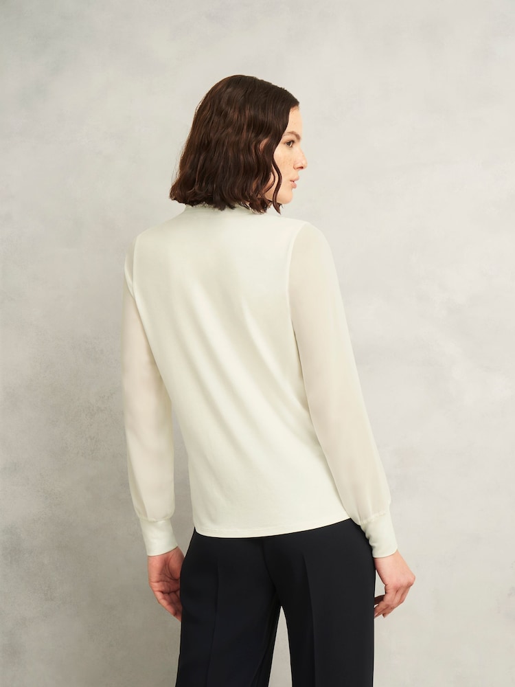 Hobbs White Carina Pleated Top - Image 2 of 4