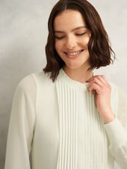 Hobbs White Carina Pleated Top - Image 3 of 4