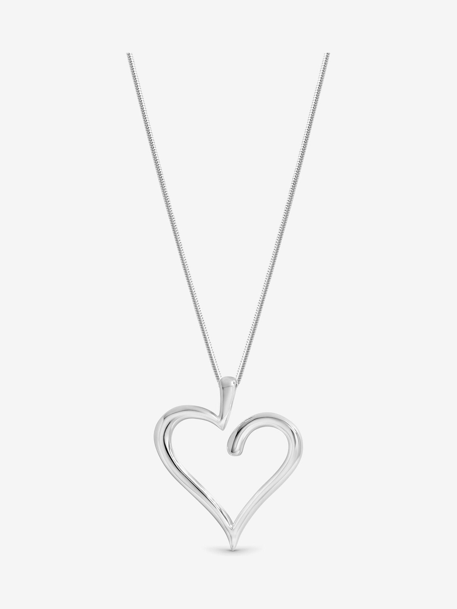 Simply Silver Silver Tone Open Heart Pendant Necklace