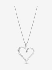 Simply Silver Silver Tone Open Heart Pendant Necklace - Image 1 of 6