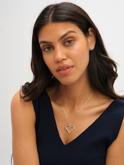 Simply Silver Silver Tone Open Heart Pendant Necklace - Image 2 of 6