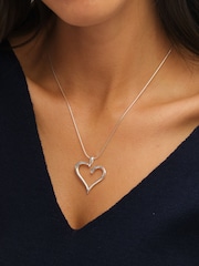 Simply Silver Silver Tone Open Heart Pendant Necklace - Image 4 of 6