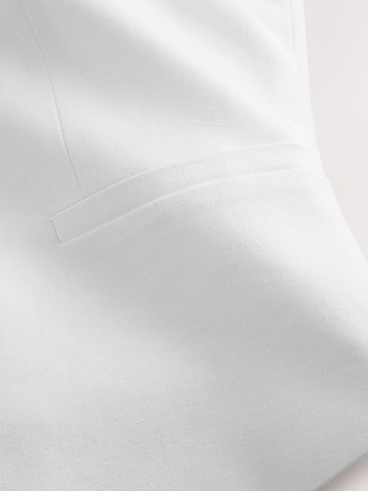 White Linen Rich V-Neck Waistcoat - Image 8 of 8