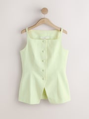 Lime Green Linen Rich High Neck Waistcoat - Image 6 of 8