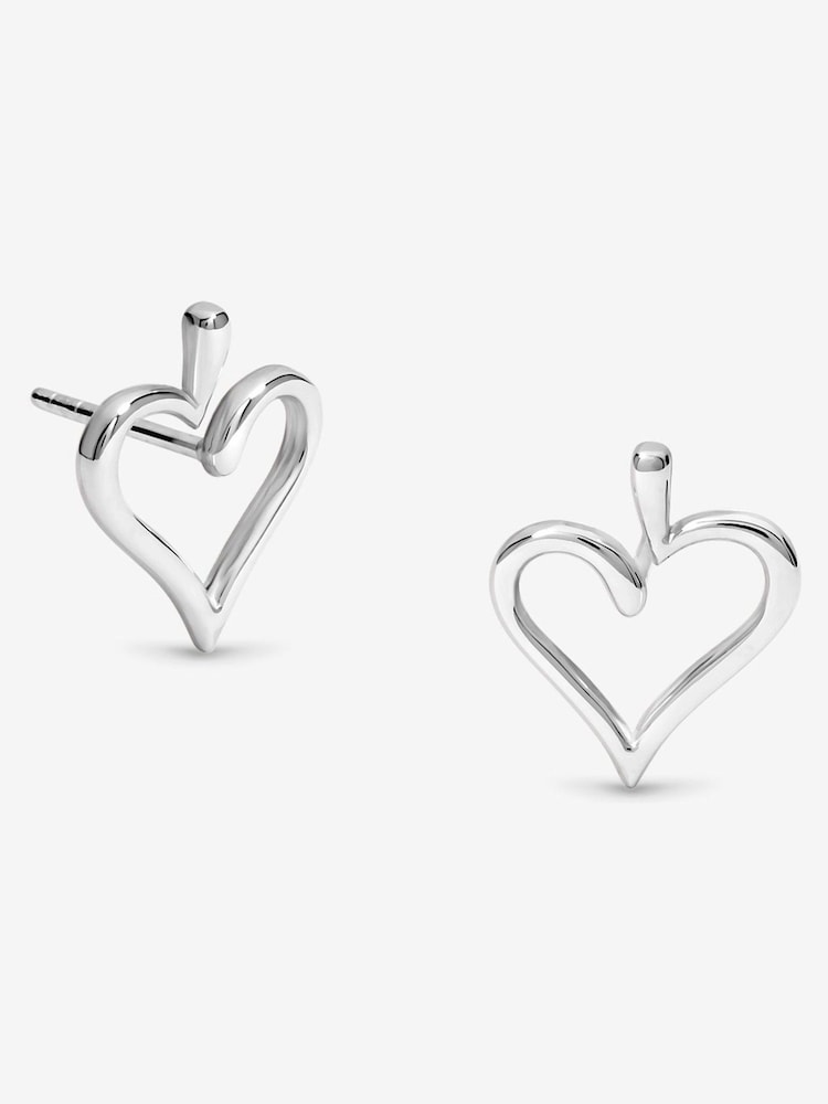 Simply Silver Silver Tone Open Heart Stud Earrings - Image 1 of 4