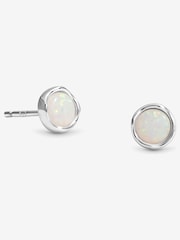 Simply Silver Silver Tone Semi Precious Opal Stud Earrings - Image 1 of 5