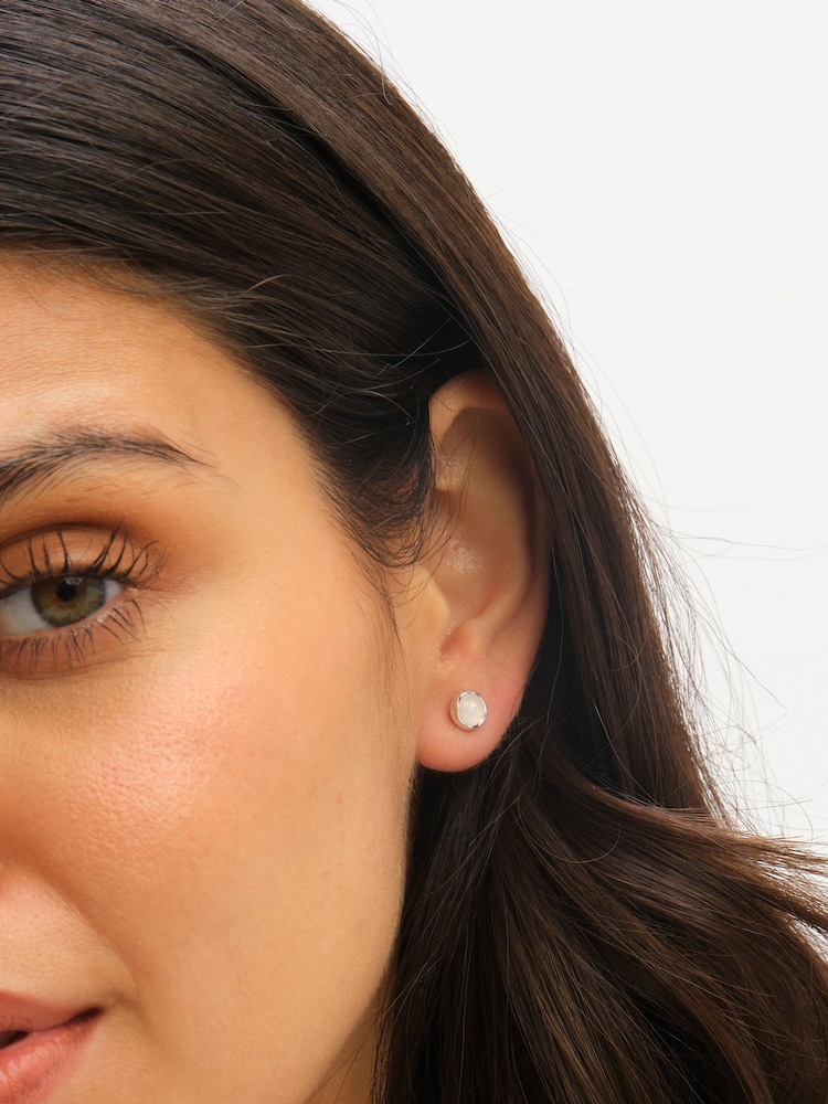 Simply Silver Silver Tone Semi Precious Opal Stud Earrings - Image 5 of 5
