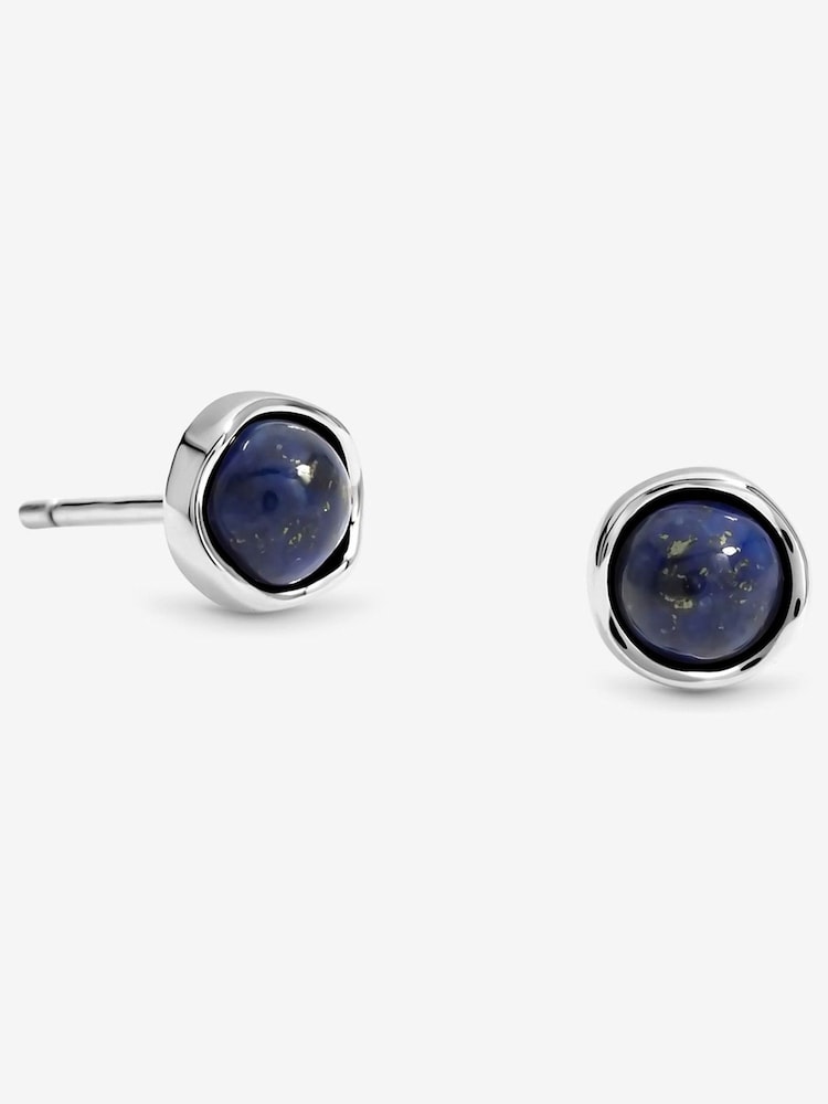 Simply Silver Silver Tone Semi Precious Lapis Stud Earrings - Image 1 of 4