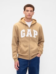 Gap Brown Relaxed Logo Zip Hoodie - Image 1 of 4