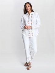 Gina Bacconi Clementine Embroidered Cotton White Shirt - Image 1 of 3