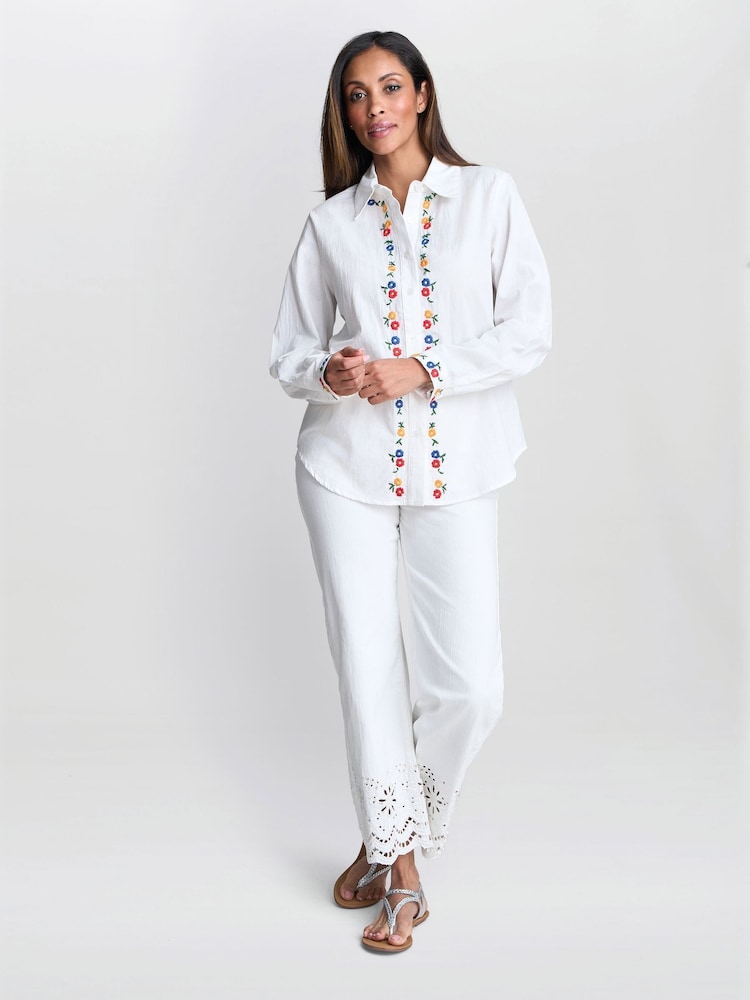 Gina Bacconi Clementine Embroidered Cotton White Shirt - Image 1 of 3