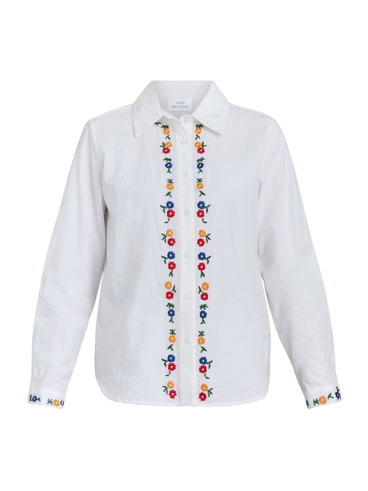 Gina Bacconi Clementine Embroidered Cotton White Shirt - Image 3 of 3