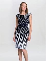 Gina Bacconi Blue Minnie Abstract Print Dress - Image 1 of 5