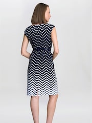 Gina Bacconi Blue Minnie Abstract Print Dress - Image 2 of 5